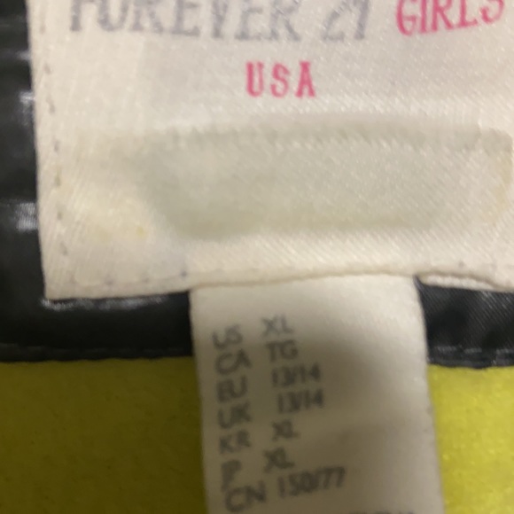 Forever 21 Girls Puffer Vest Grey n yellow sz XL - Picture 2 of 4